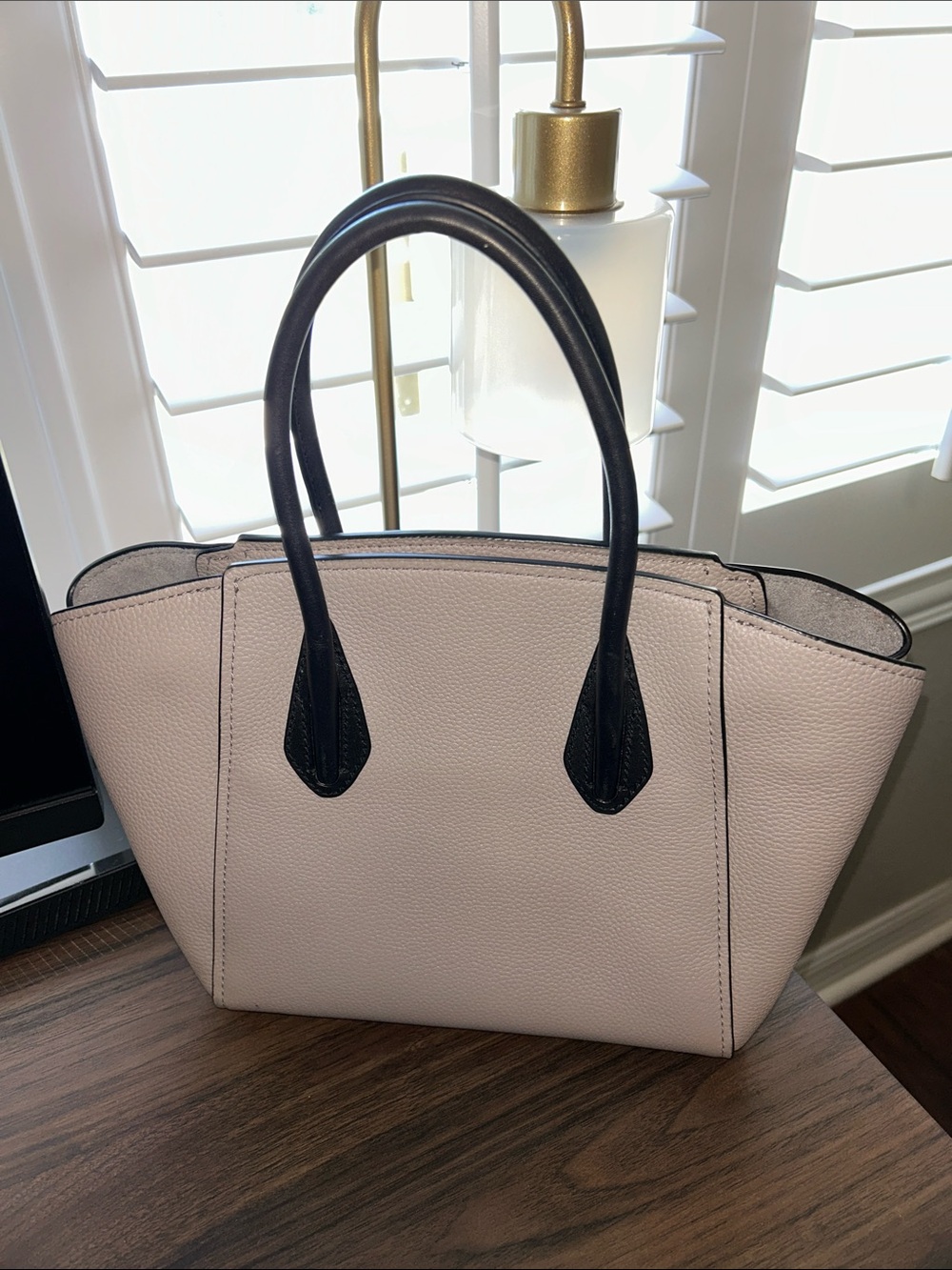 kate spade Pebbled Leather Tote Taupe Leather with Black Trim - Picture 3 of 13